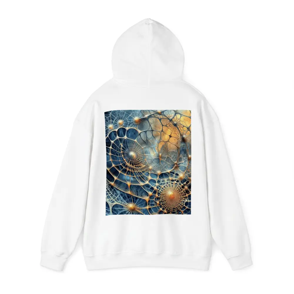 Abstract Blue Gold Fractal Web Network Art – Hoodies
