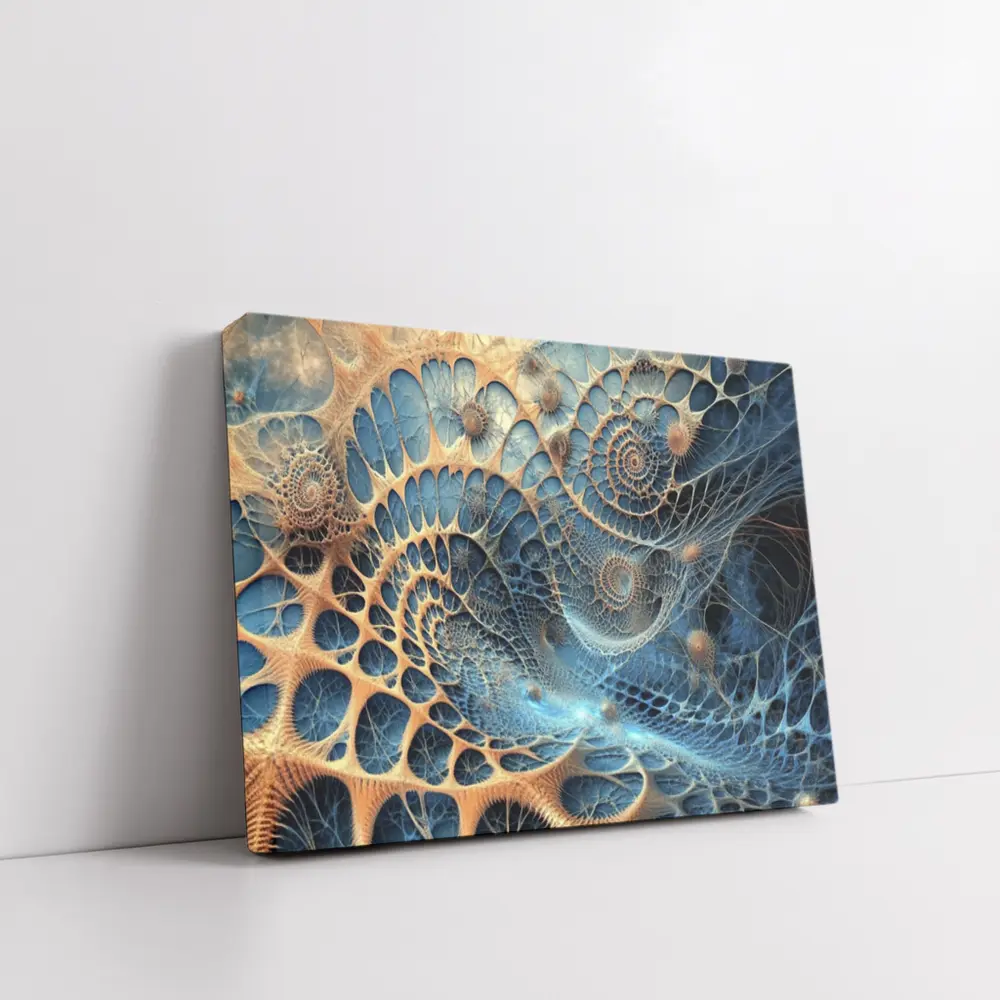 Blue Fractal Spiral Abstract Digital Art – Wall Art