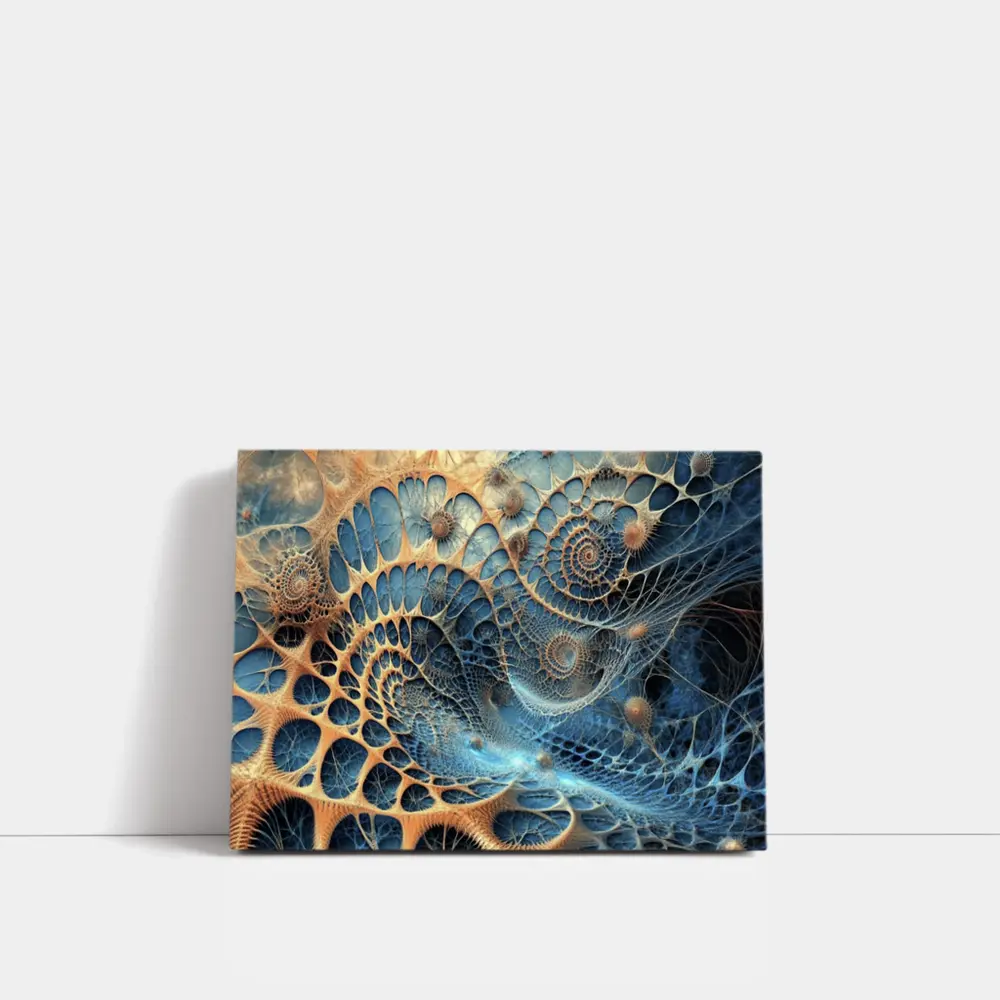Blue Fractal Spiral Abstract Digital Art – Wall Art