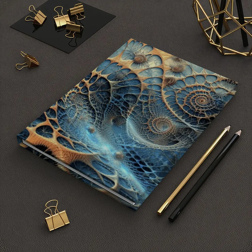 Blue Fractal Spiral Abstract Digital Art – Notebooks