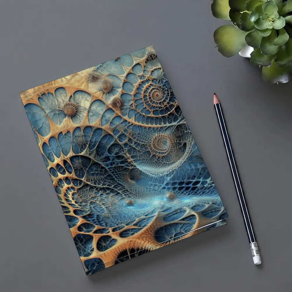 Blue Fractal Spiral Abstract Digital Art – Notebooks