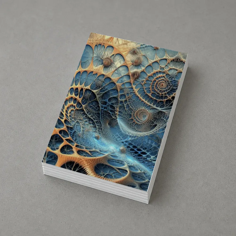 Blue Fractal Spiral Abstract Digital Art – Postcards