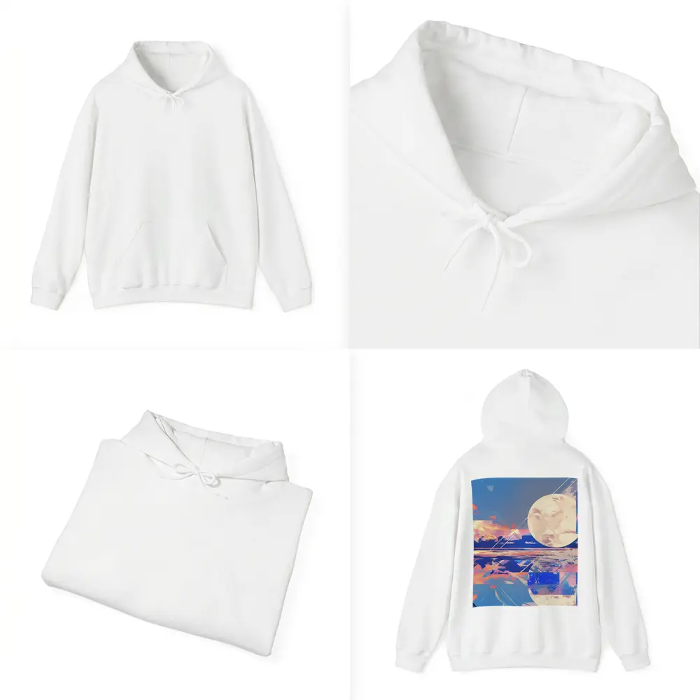 Collage Moon Tropical Beach Sunset Art – Hoodies