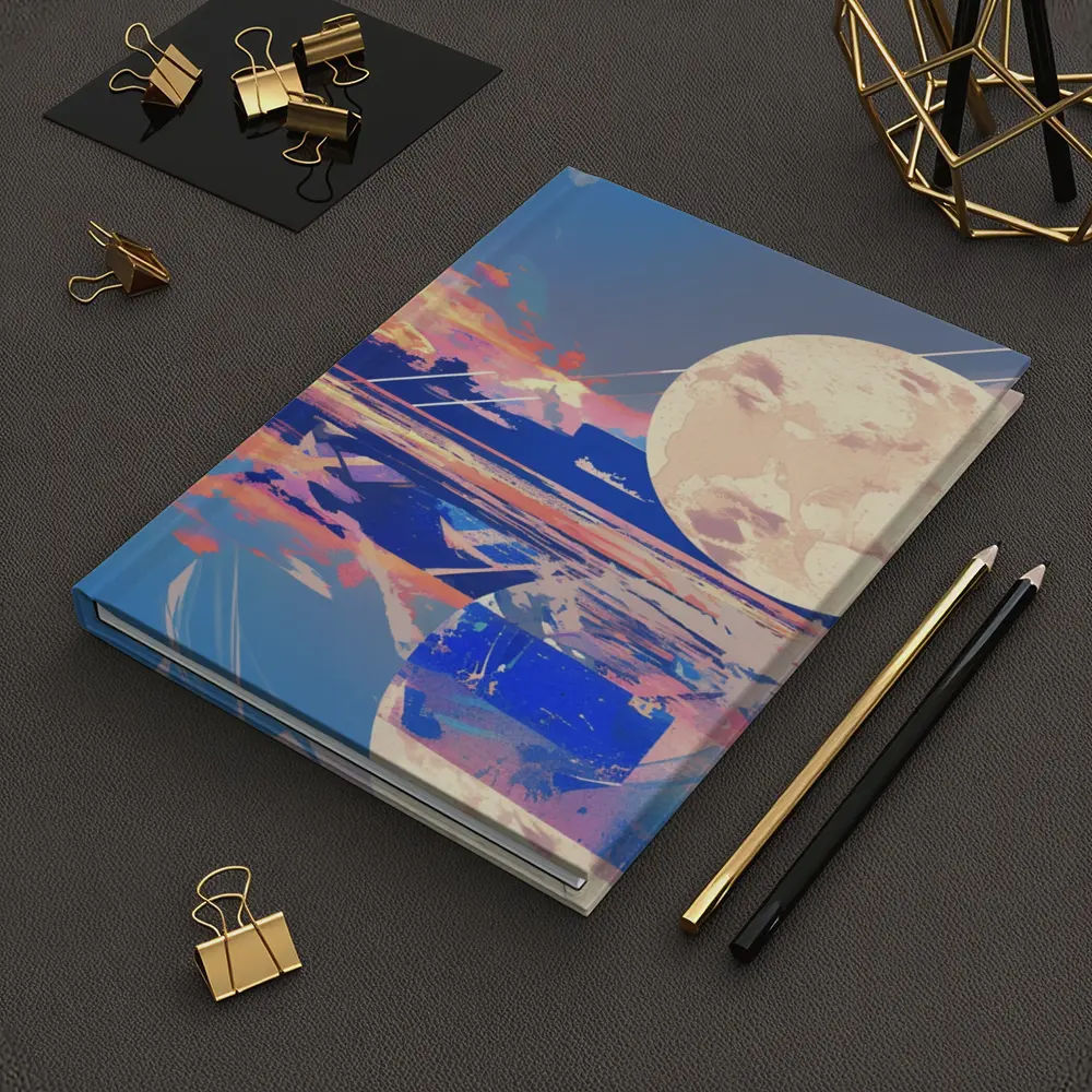 Collage Moon Tropical Beach Sunset Art – Notebooks