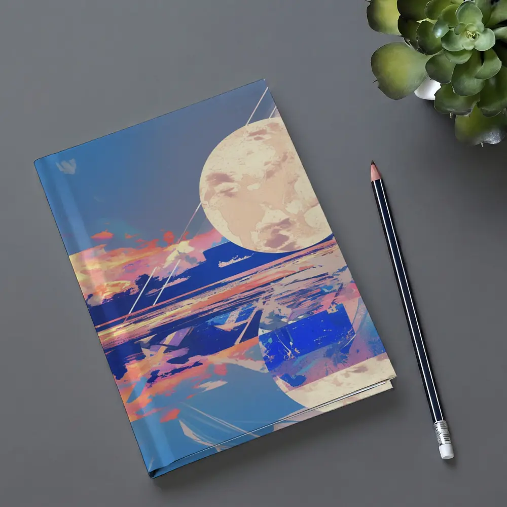 Collage Moon Tropical Beach Sunset Art – Notebooks