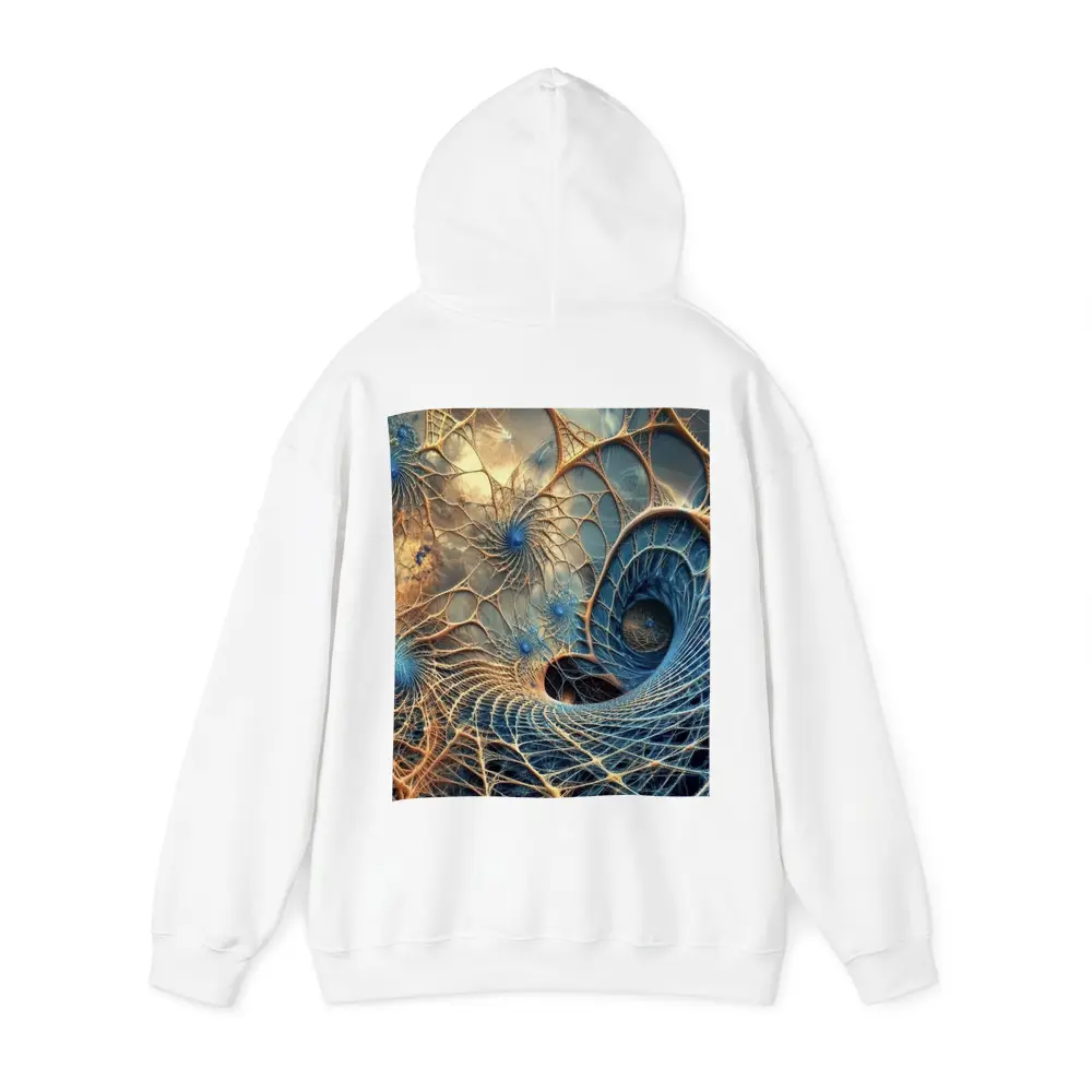 Fractal Web Spiral Abstract Blue Gold – Hoodies