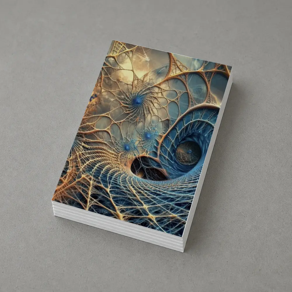 Fractal Web Spiral Abstract Blue Gold – Postcards