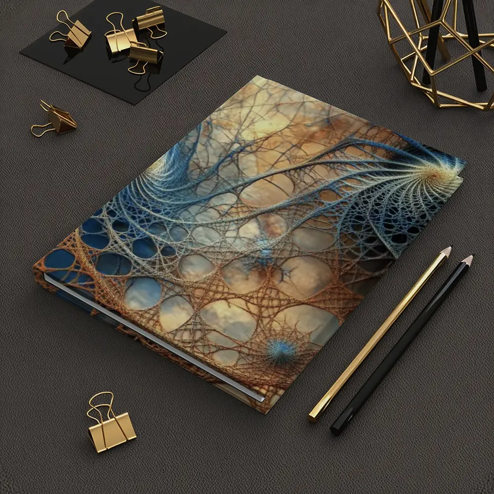 Fractal Spiral Web Abstract Blue Brown – Notebooks