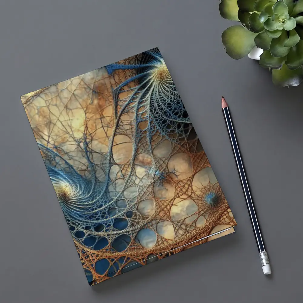 Fractal Spiral Web Abstract Blue Brown – Notebooks