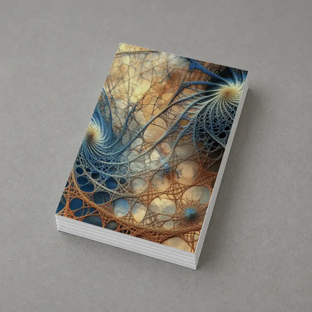 Fractal Spiral Web Abstract Blue Brown – Postcards