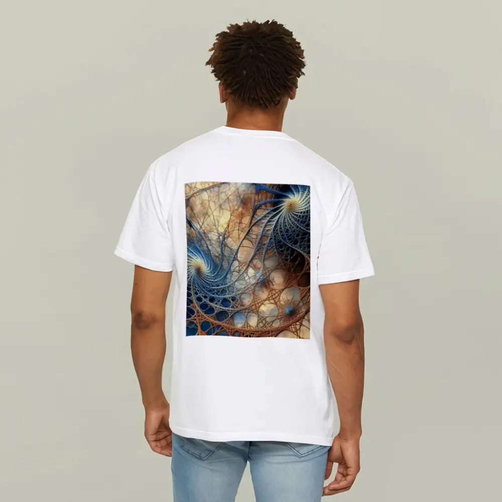 Fractal Spiral Web Abstract Blue Brown – T-Shirts