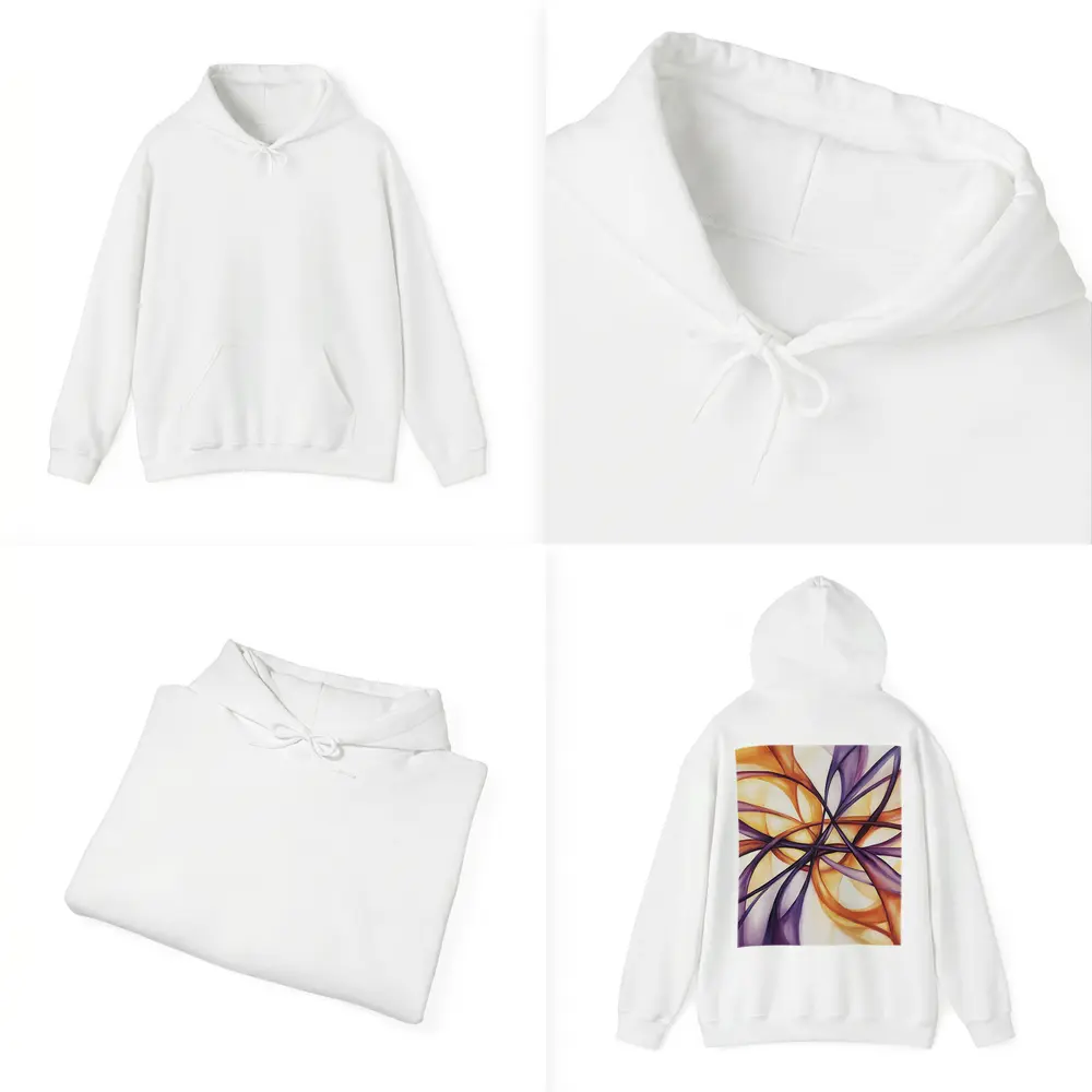 Abstract Purple Orange Swirling Ribbon Flow Art – Hoodies