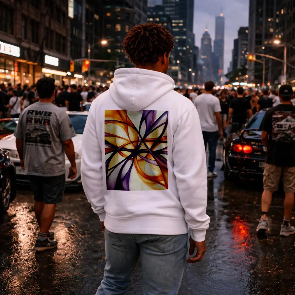Abstract Purple Orange Swirling Ribbon Flow Art – Hoodies