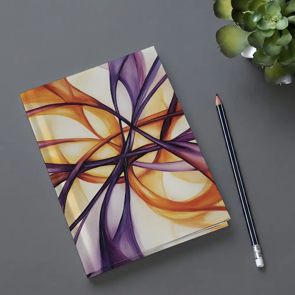 Abstract Purple Orange Swirling Ribbon Flow Art – Notebooks