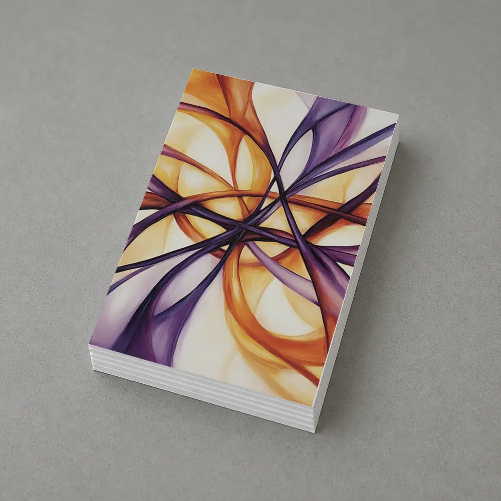 Abstract Purple Orange Swirling Ribbon Flow Art – Postcards