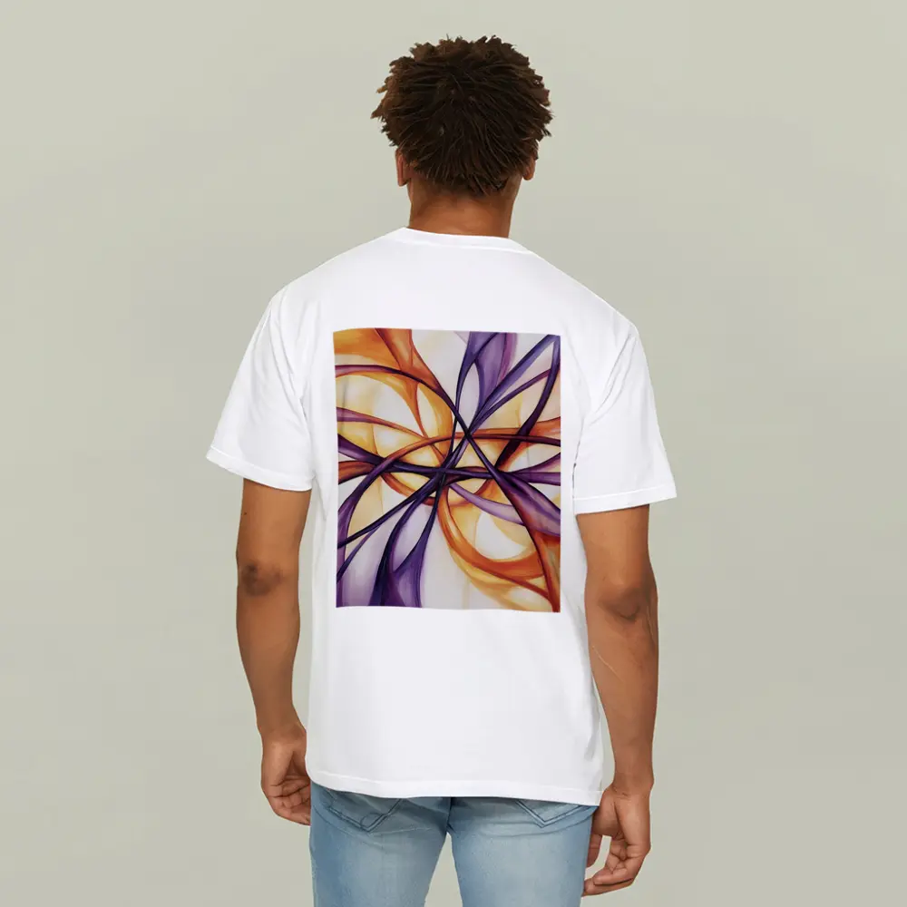 Abstract Purple Orange Swirling Ribbon Flow Art – T-Shirts