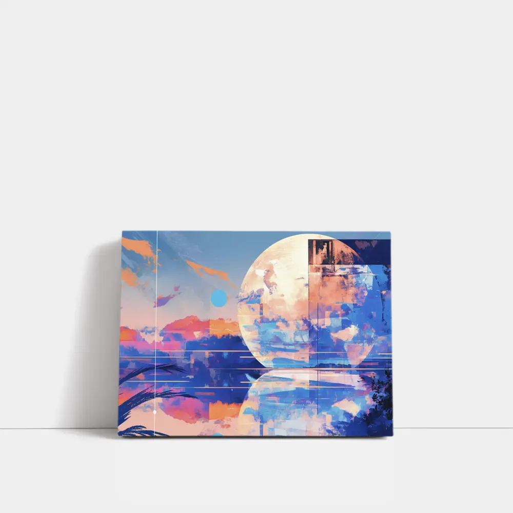 Abstract Moon Reflection Blue Sky Landscape – Wall Art