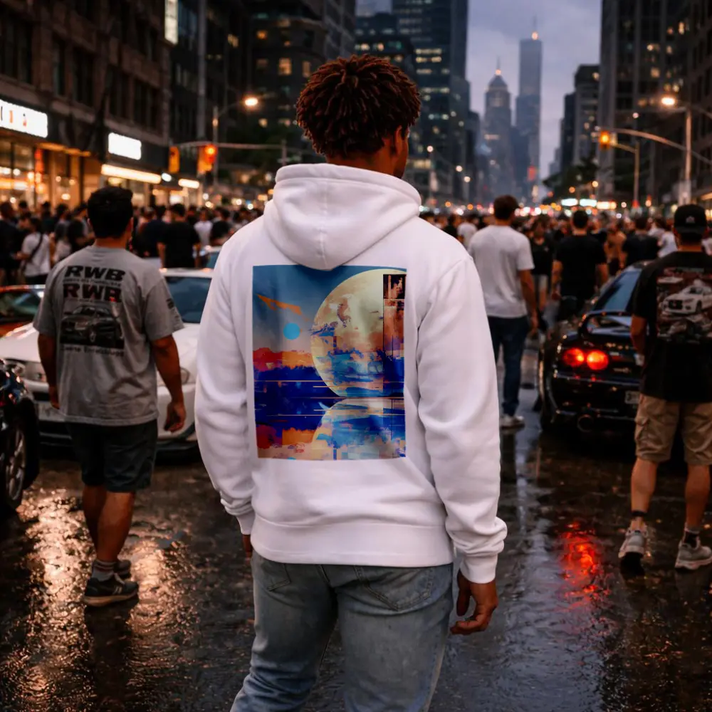 Abstract Moon Reflection Blue Sky Landscape – Hoodies