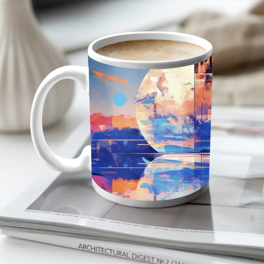 Abstract Moon Reflection Blue Sky Landscape – Mugs