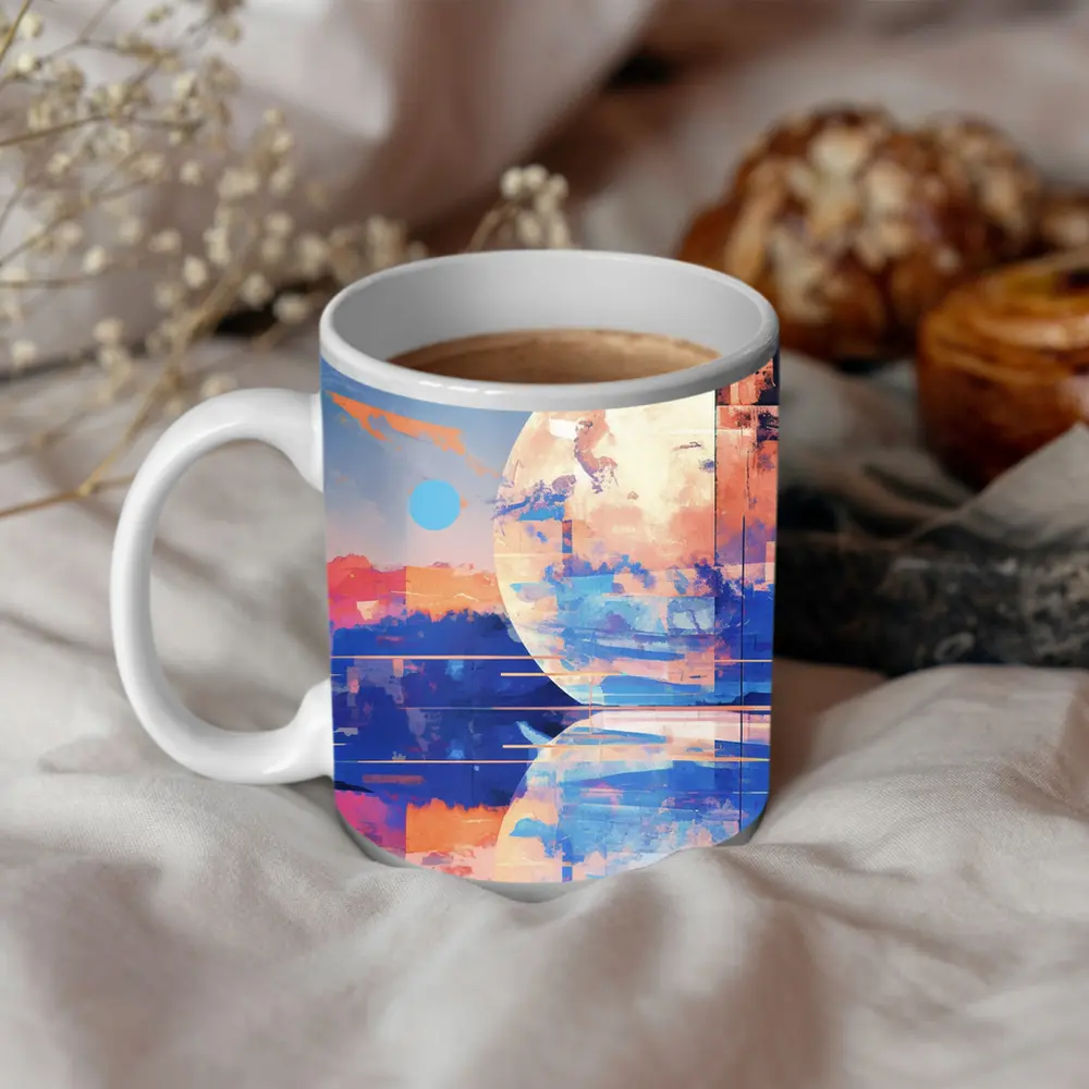 Abstract Moon Reflection Blue Sky Landscape – Mugs