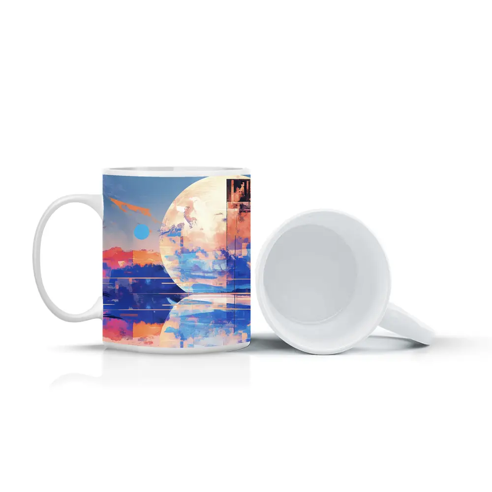 Abstract Moon Reflection Blue Sky Landscape – Mugs