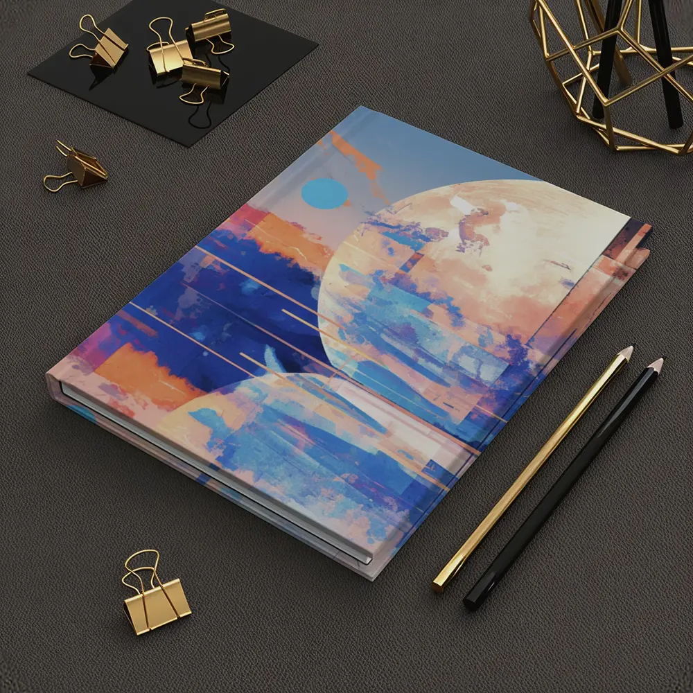 Abstract Moon Reflection Blue Sky Landscape – Notebooks