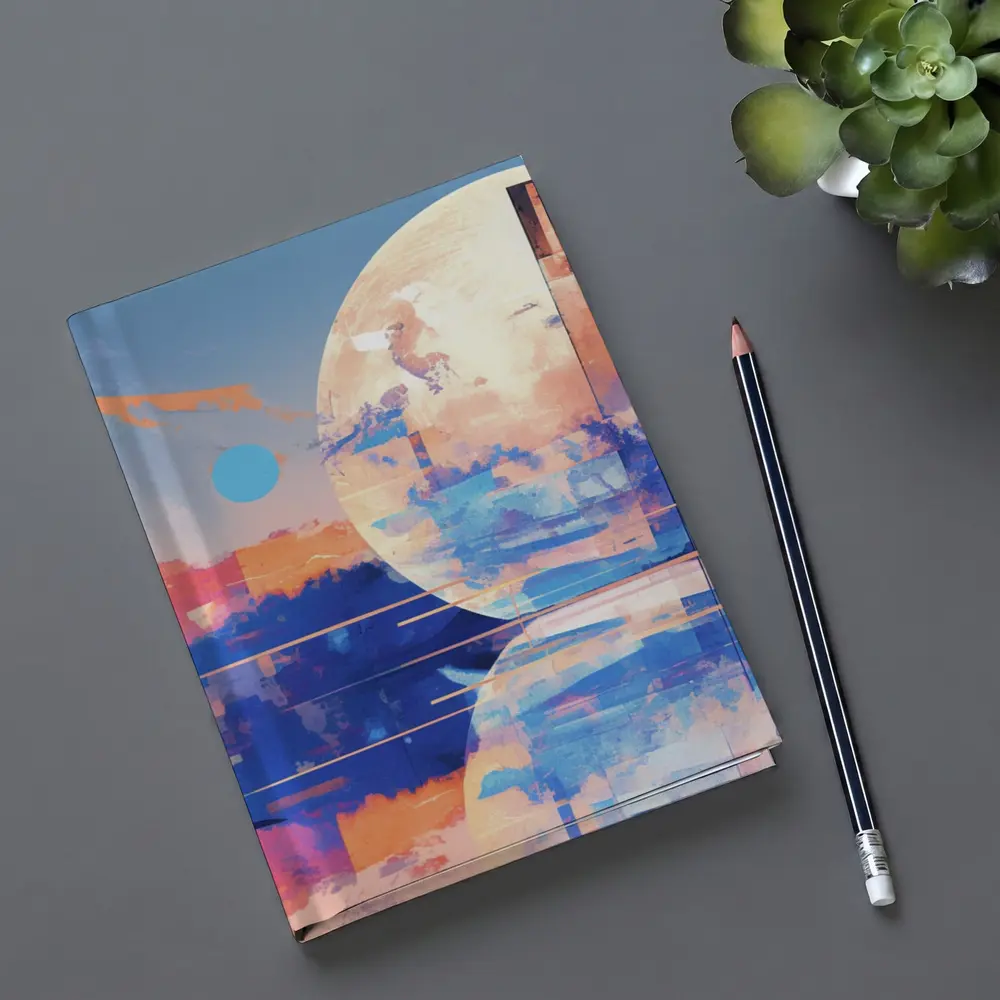 Abstract Moon Reflection Blue Sky Landscape – Notebooks