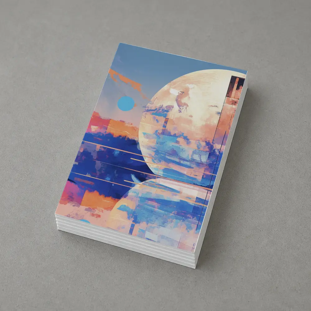 Abstract Moon Reflection Blue Sky Landscape – Postcards