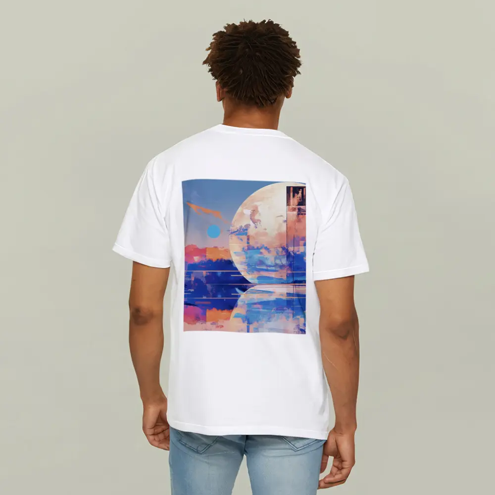 Abstract Moon Reflection Blue Sky Landscape – T-Shirts