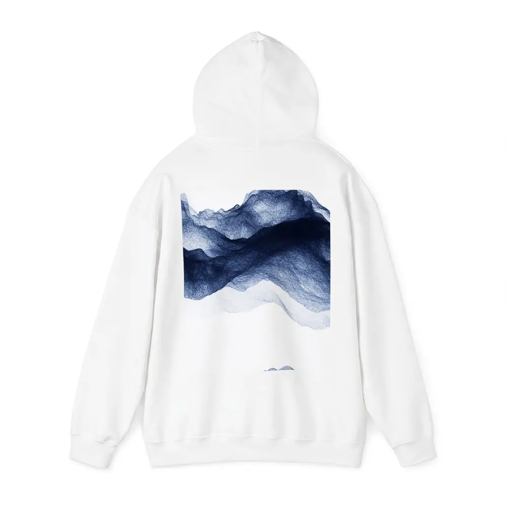 Dark Blue Ink Wash Mountain Landscape Art – Hoodies