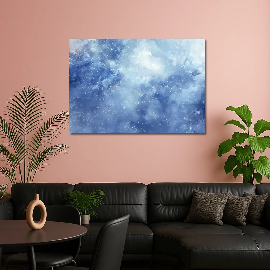 Blue Watercolor Galaxy Starry Night Art – Wall Art