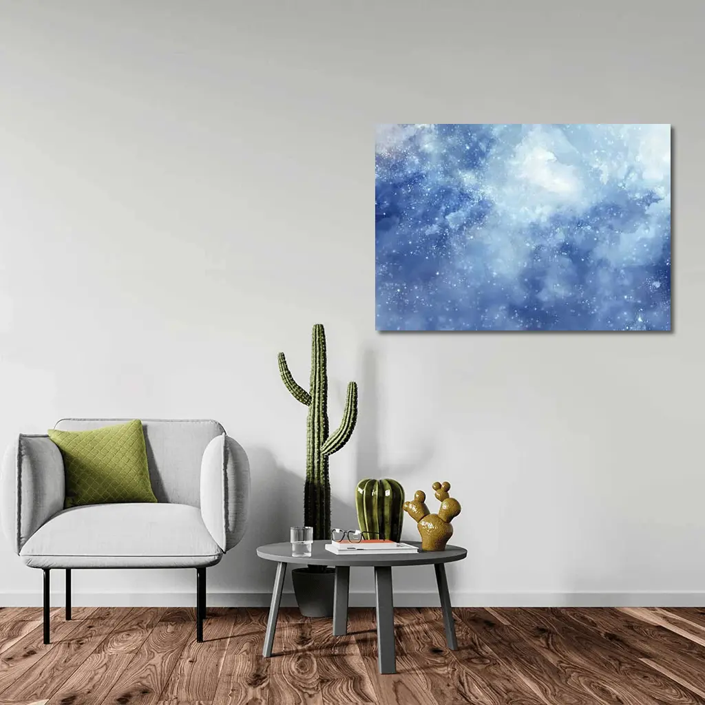 Blue Watercolor Galaxy Starry Night Art – Wall Art