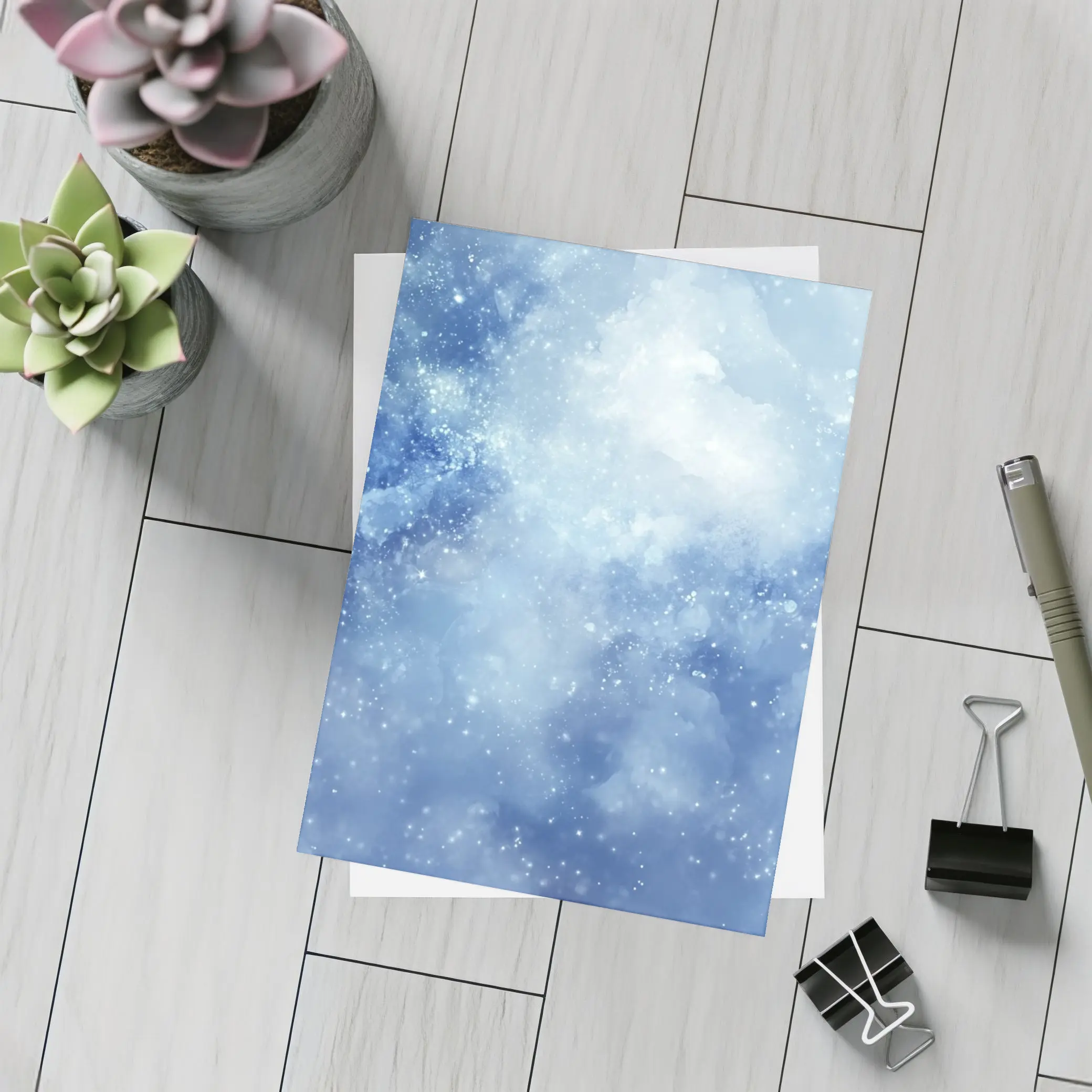 Blue Watercolor Galaxy Starry Night Art – Postcards