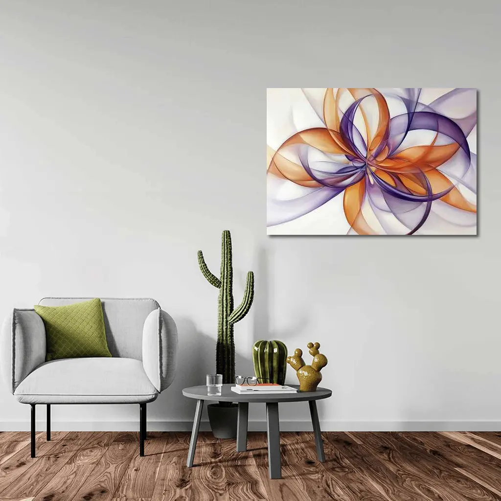 Orange Purple Abstract Flowing Ribbon Art – Wall Art