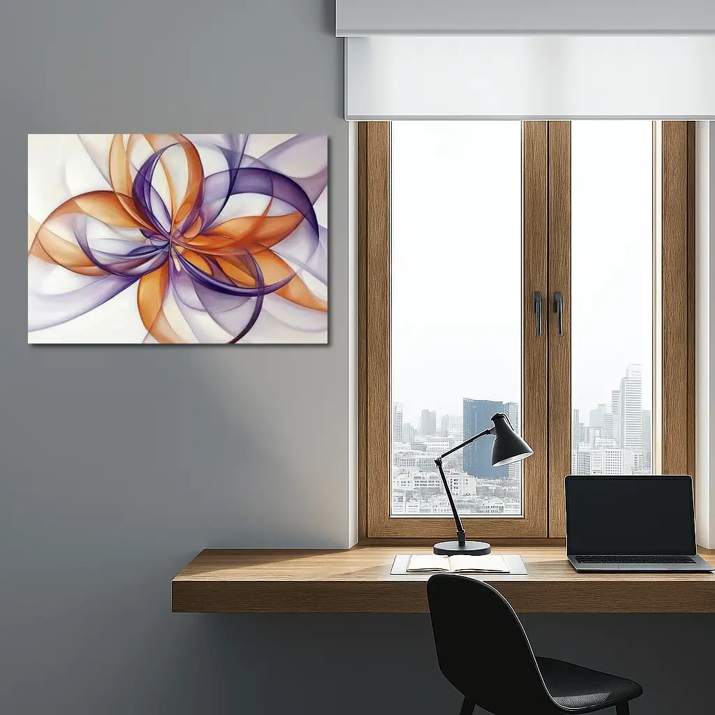 Orange Purple Abstract Flowing Ribbon Art – Wall Art