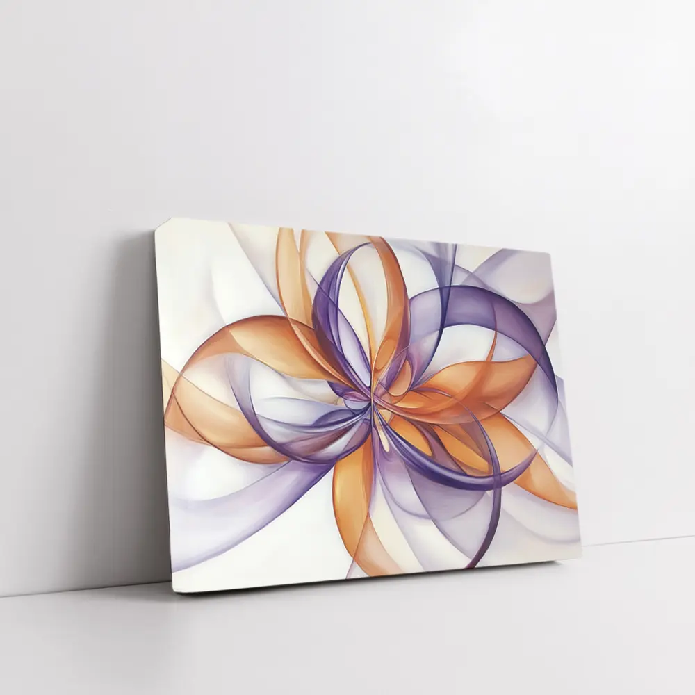 Orange Purple Abstract Flowing Ribbon Art – Wall Art