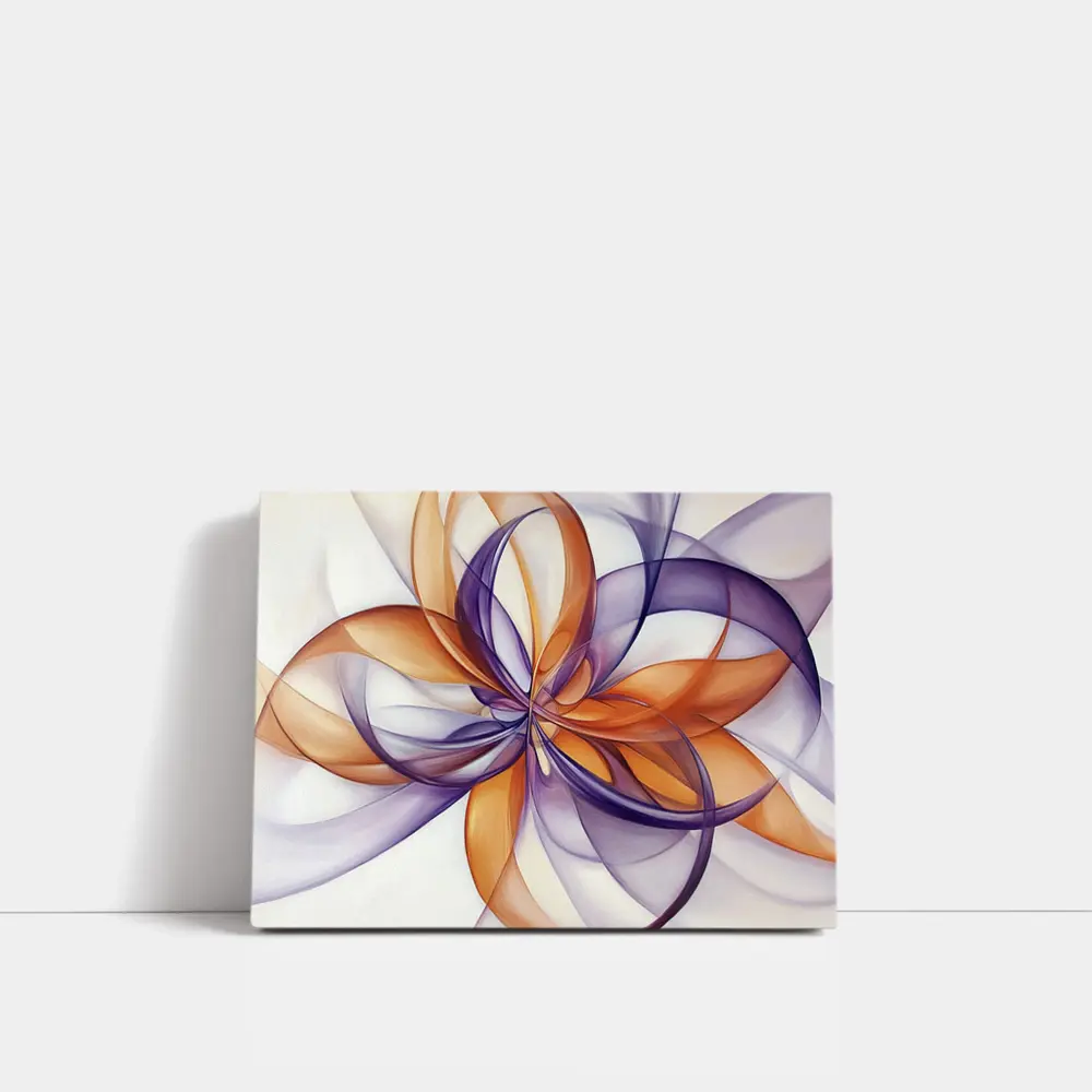 Orange Purple Abstract Flowing Ribbon Art – Wall Art