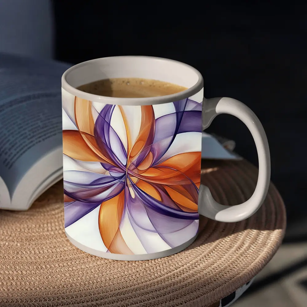 Orange Purple Abstract Flowing Ribbon Art – Mugs