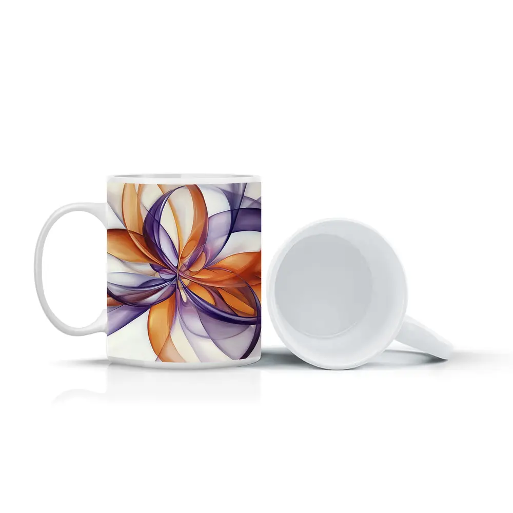 Orange Purple Abstract Flowing Ribbon Art – Mugs