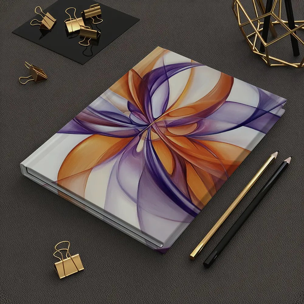 Orange Purple Abstract Flowing Ribbon Art – Notebooks