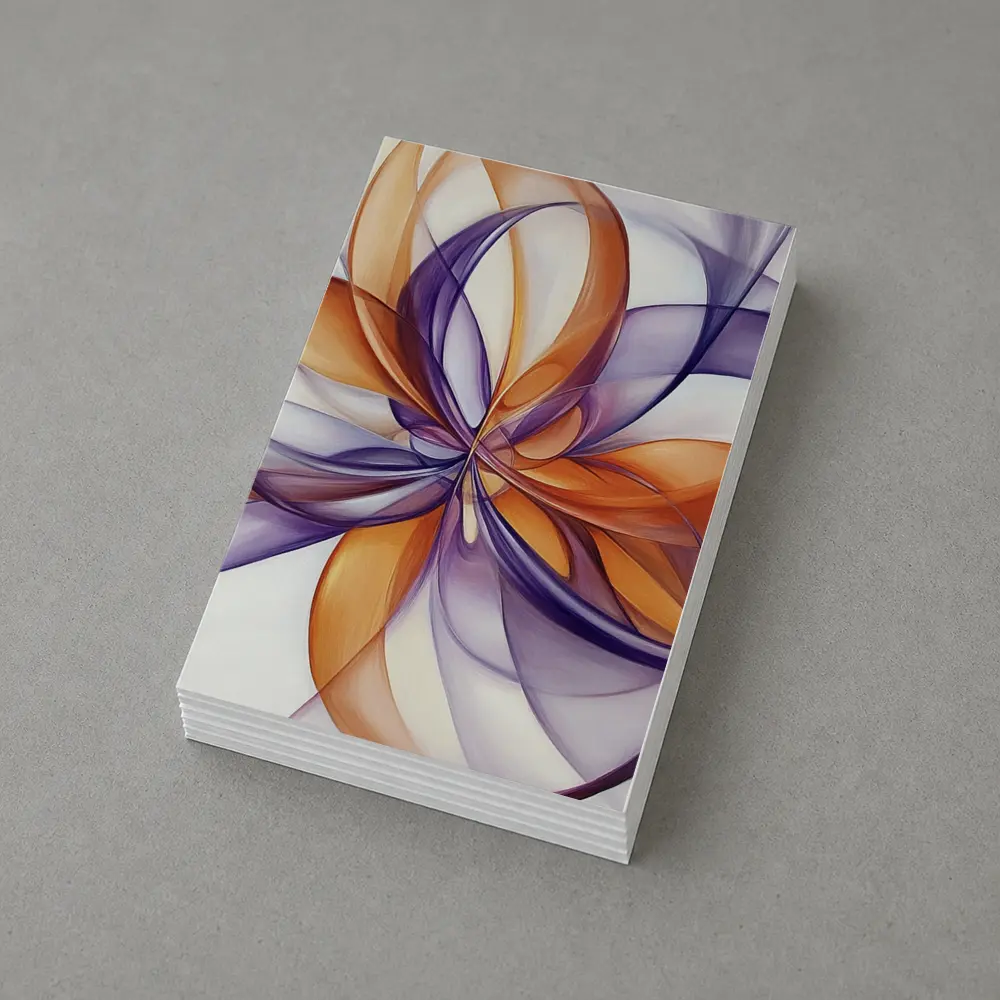 Orange Purple Abstract Flowing Ribbon Art – Postcards
