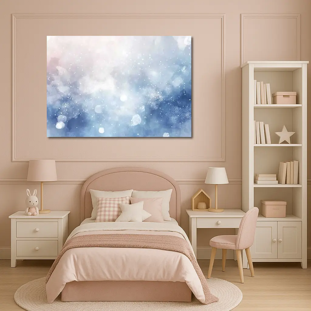 Blue Watercolor Abstract Winter Snow Background – Wall Art