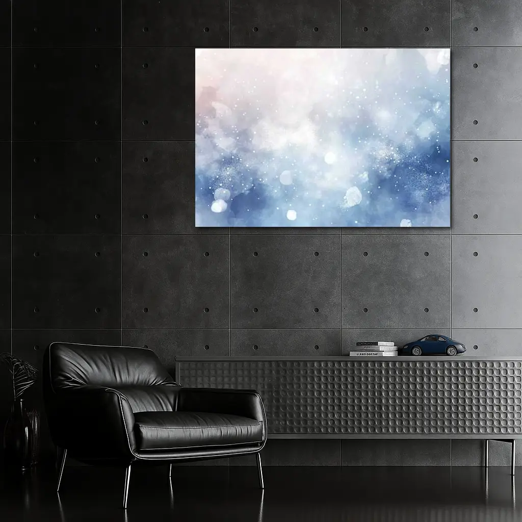 Blue Watercolor Abstract Winter Snow Background – Wall Art
