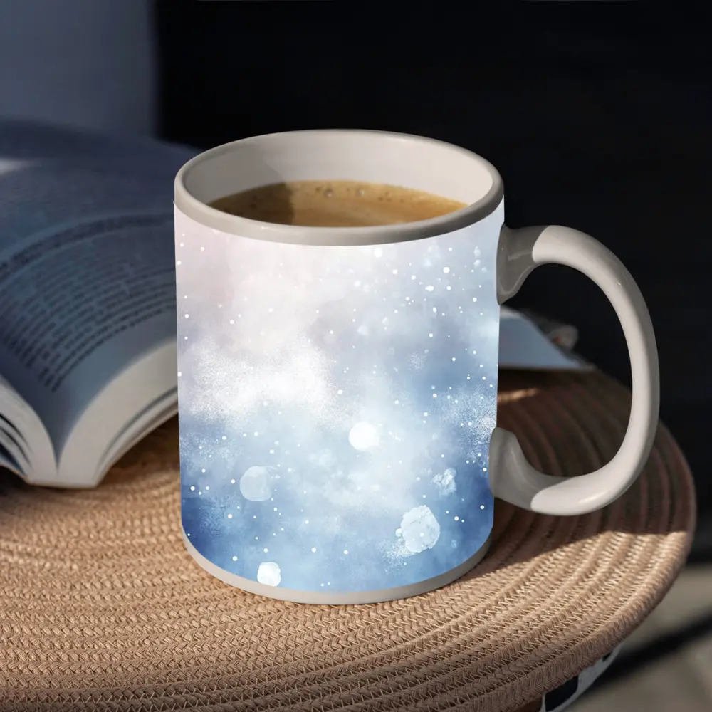 Blue Watercolor Abstract Winter Snow Background – Mugs