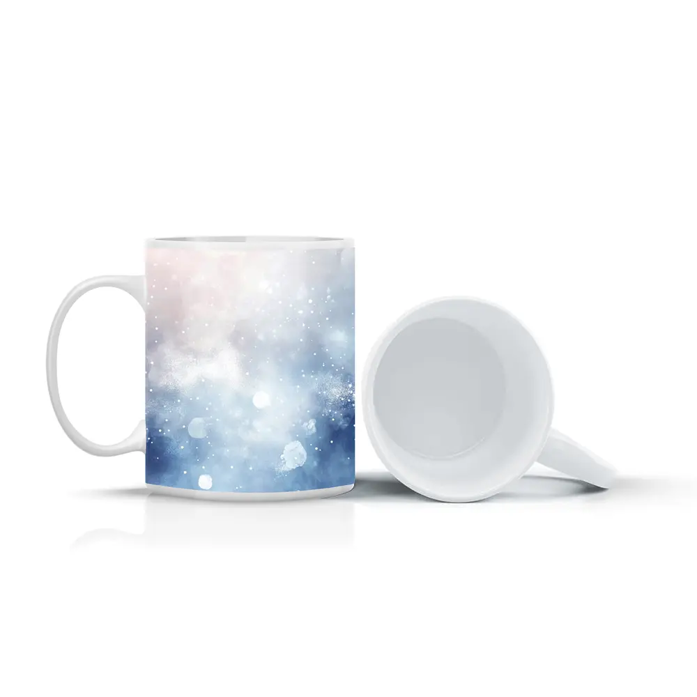 Blue Watercolor Abstract Winter Snow Background – Mugs