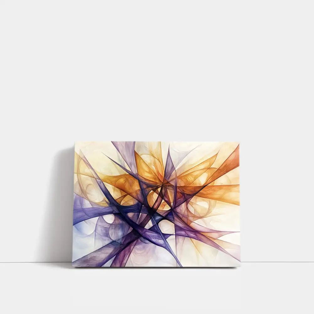 Abstract Purple Orange Geometric Lines Art – Wall Art