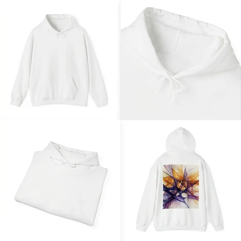 Abstract Purple Orange Geometric Lines Art – Hoodies