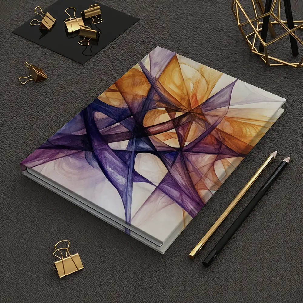 Abstract Purple Orange Geometric Lines Art – Notebooks