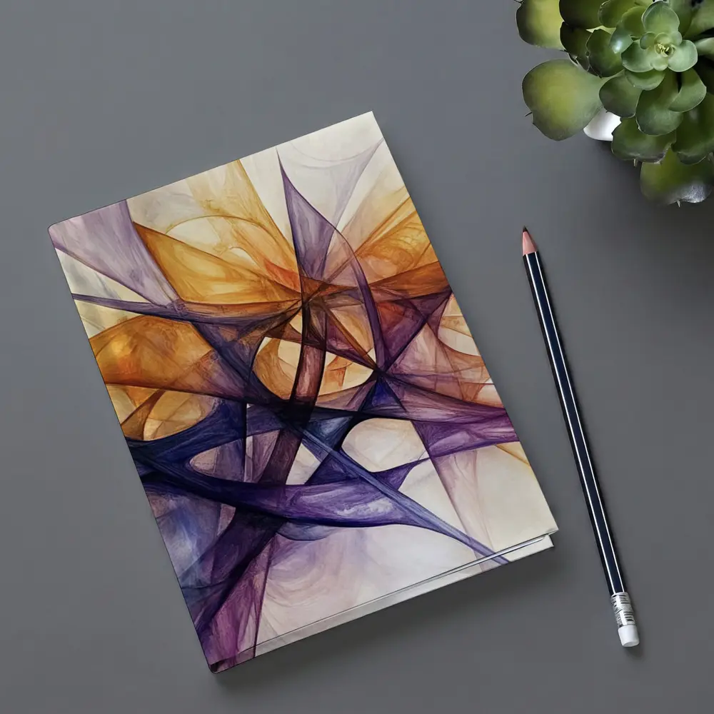 Abstract Purple Orange Geometric Lines Art – Notebooks