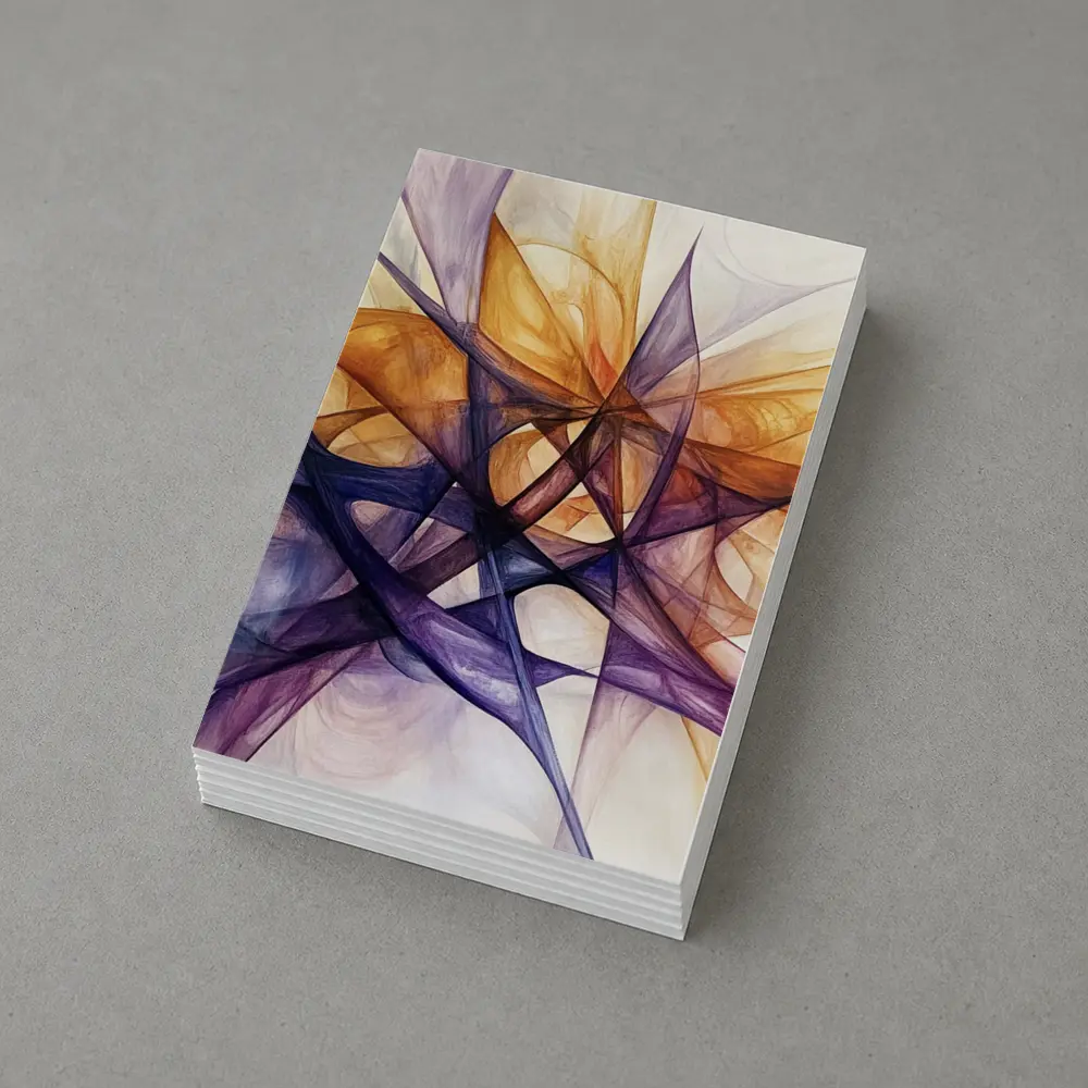Abstract Purple Orange Geometric Lines Art – Postcards
